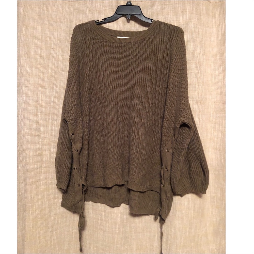 Olive Green High Low Sweater Ava & Viv